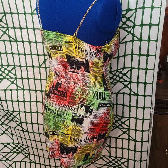 Color Splash Newspaper Mini Dress - Picture 2 of 6
